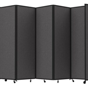 Versare Room Divider 360 Portable Wall Partition | Folding Panels | Large Freestanding Divider | Locking Wheels | Temporary Room Separator | 14' x 7'6'', Charcoal Gray