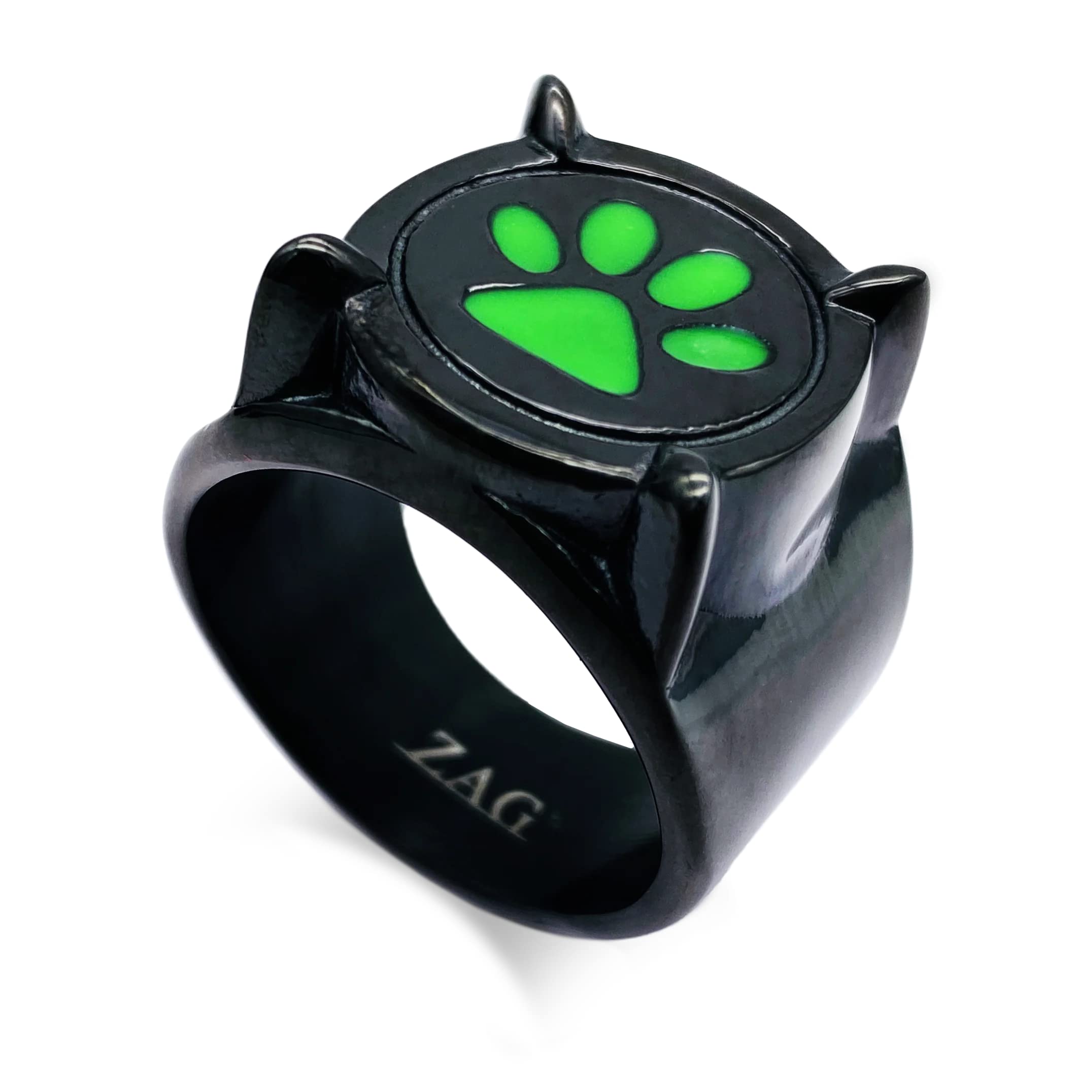 ZAG STORE Cat Noir Glow in The Dark Ring (Black, 10)