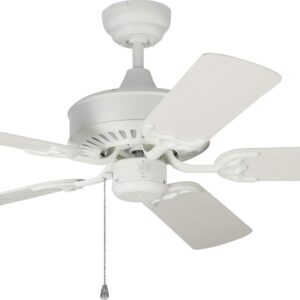 Monte Carlo 5HVO44RZW Haven Outdoor Ceiling Fan with Pull Chain, 44 inch, White - no Light, 5 MDF Blades