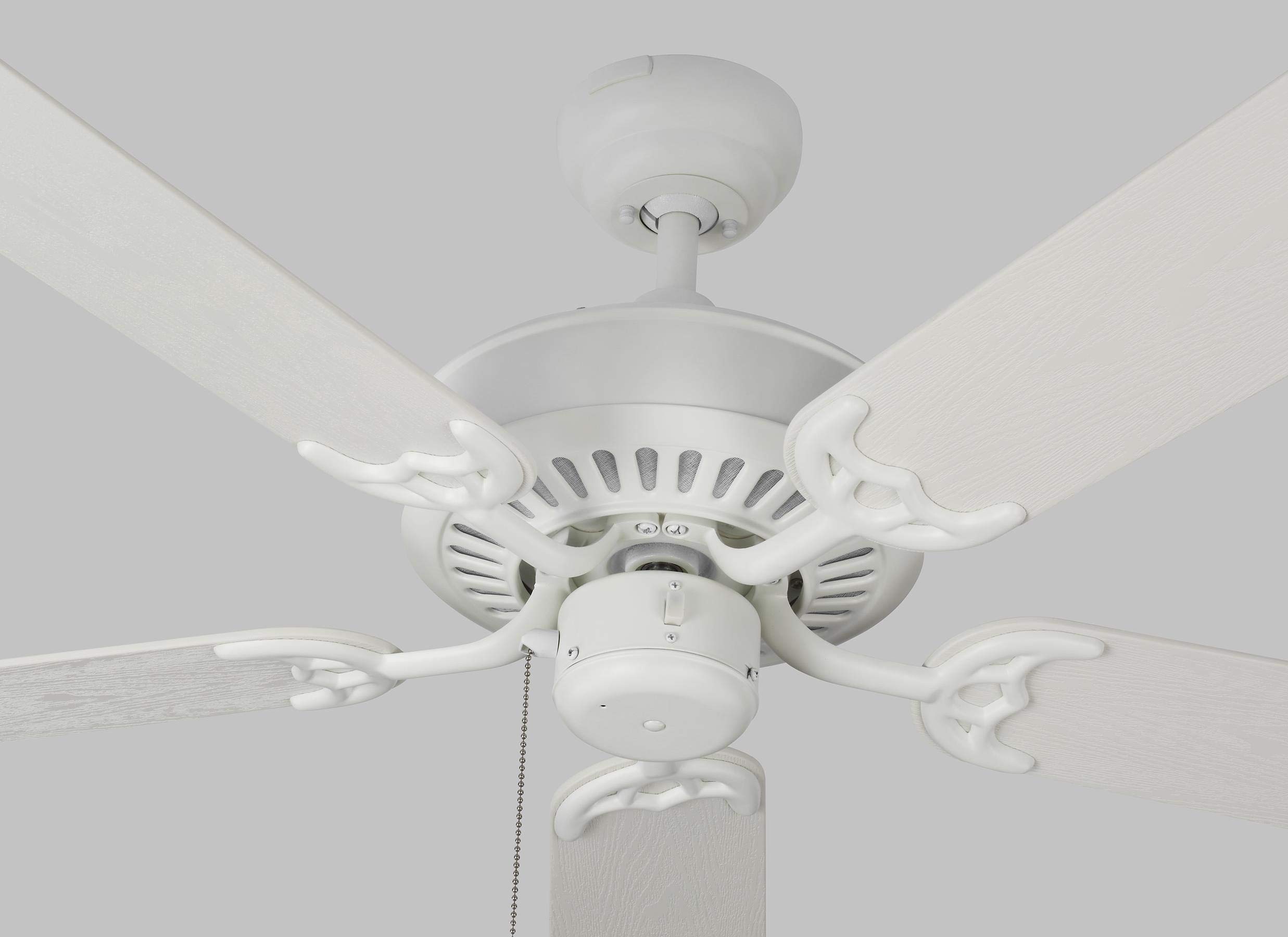 Monte Carlo 5HVO44RZW Haven Outdoor Ceiling Fan with Pull Chain, 44 inch, White - no Light, 5 MDF Blades