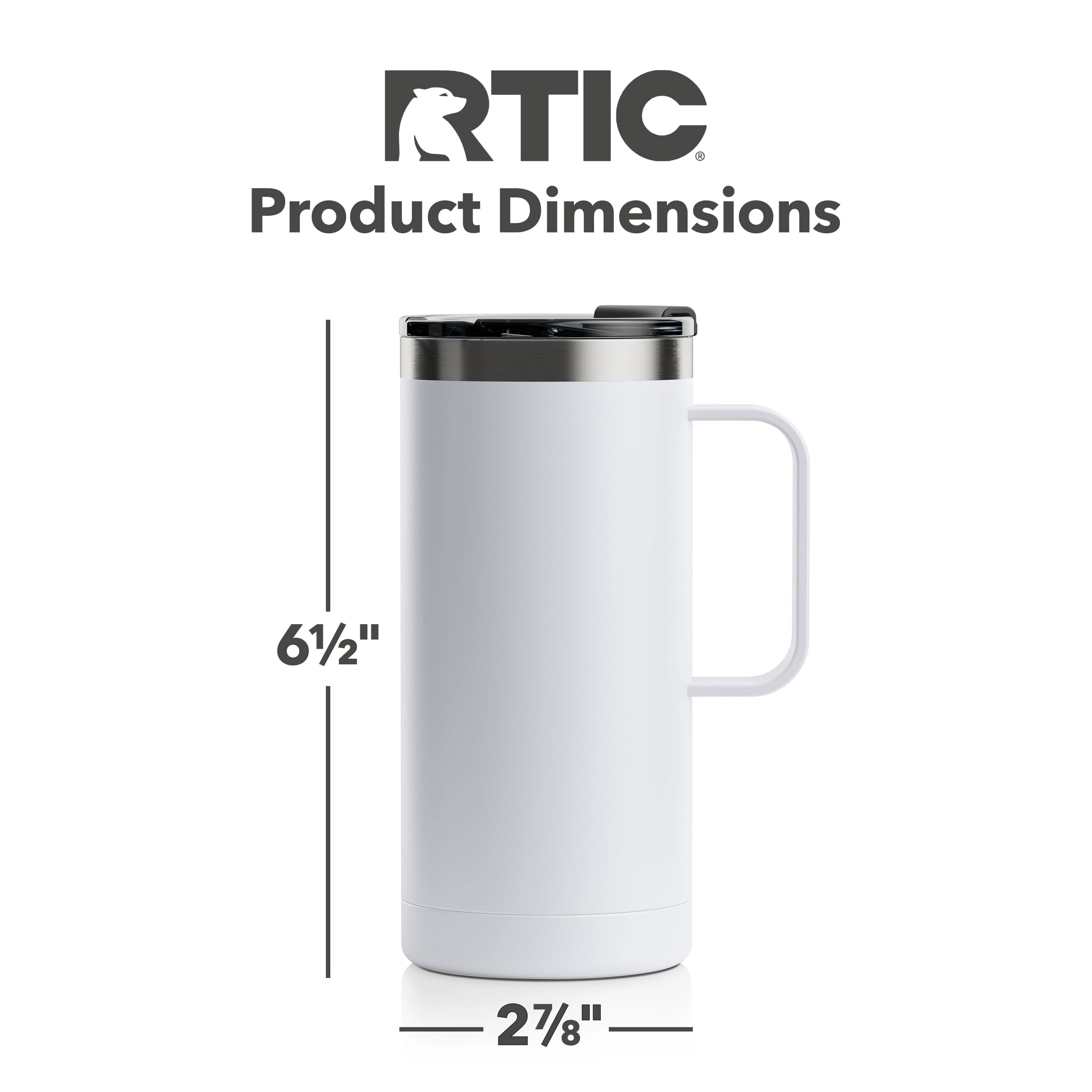 RTIC 20oz Coffee Travel Mug with Lid and Handle, Stainless Steel Vacuum-Insulated, Hot and Cold Drink, for Car, Camping, Chalk