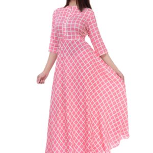 Ramkudi Indian Women's Checks Cotton Kurti Top (Baby Pink)