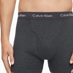 Calvin Klein Men's Cotton Classics 5-Pack Boxer Brief, 2 Blue Shadow/ 2 Charcoal Heather/ 1 Black, Large