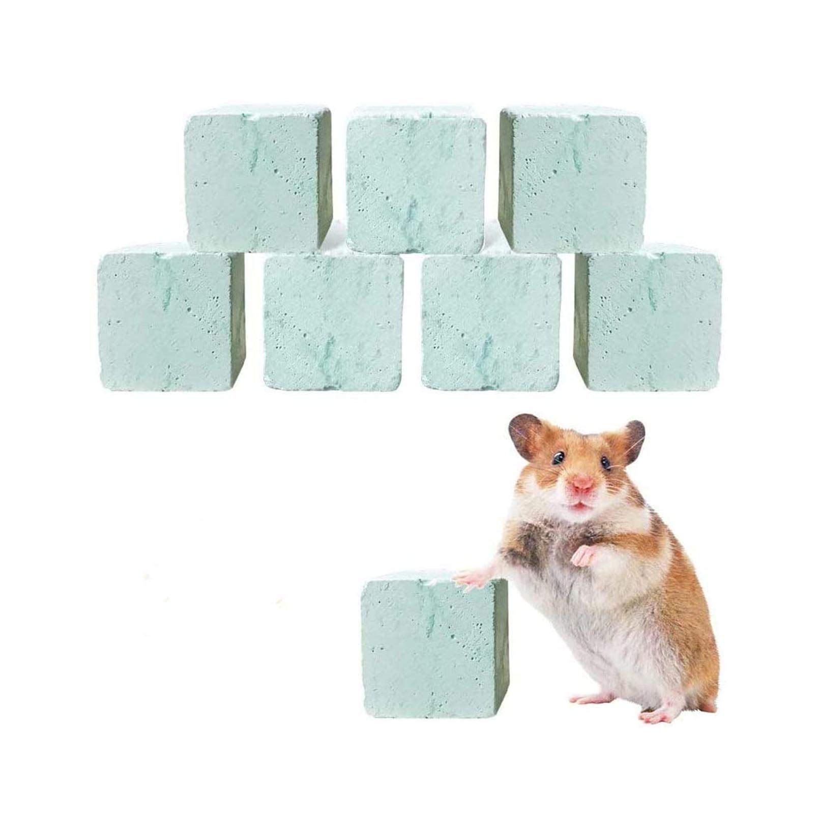 Hamiledyi Rat Lava Block Chew Toy,Chinchilla Bites Calcium Cubes Stone for Grinding Teeth,Hamsters Supplies,Mineral Pumice Chewing Toys for Small Animal Gerbil Guinea Pig Mice Mouse 8Pcs Blue