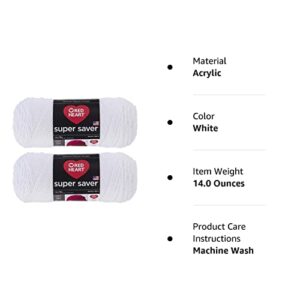 Bulk Buy: Red Heart Super Saver (2-Pack) (White, 7 oz Each Skein)