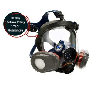 PT-101 Full Face Organic Vapor & Particulate Respirator with Dual P-A-3 Carbon Activated Cartridges - Eye Protection Mask