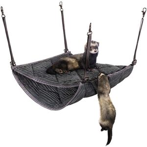 2 brothers wholesale ferret hammock for cage - plush double bunk bed hanging clips - perfect for 2 or more small pets! (rats, ferrets, hamsters, guinea pigs, chinchillas & squirrels) - grey