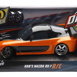 Jada Toys Fast & Furious Han’s Mazda RX-7 Drift RC Car, 1: 10 Scale 2.4Ghz Remote Control Orange & Black, Ready to Run, USB Charging (standard) (99700)