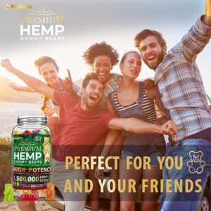 WELLUTION Hemp Gummies 1,500,000 XXL High Potency - Fruity Gummy Bear with Hemp Oil. Natural Hemp Candy Supplements with Vitamins and Fatty acids