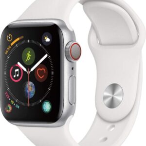 Apple Watch Series 4 (GPS + Cellular, 44MM) - Silver Aluminum Case with White Sport Band (Renewed)