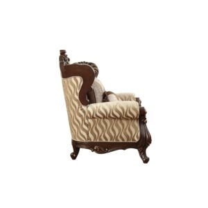 Acme Shalisa Fabric Upholstery Wingback Chair with Queen Anne Leg in Walnut