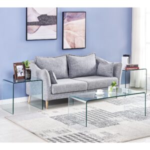 SMARTIK Glass Coffee Table, Modern Clear Tempered Glass Coffee Table for Living Room, Easy to Clean and Safe Rounded Edges (Medium 39.4" x 19.7" x 13.8")