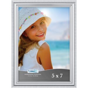 icona bay 5x7 silver picture frame beautifully detailed molding, contemporary picture frame set, wall mount or table top, inspirations collection