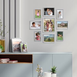 Icona Bay 5x7 Silver Picture Frame Beautifully Detailed Molding, Contemporary Picture Frame Set, Wall Mount or Table Top, Inspirations Collection