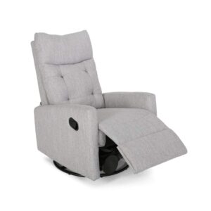 Great Deal Furniture Ishtar Contemporary Glider Swivel Push Back Nursery Recliner - Light Gray and Black Finish 35.75D x 25W x 39H in