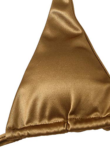 SOLY HUX Women's Metallic Halter Top Two Piece Swimsuit Tie Side Triangle Thong Bikini Bathing Swimwear Gold M