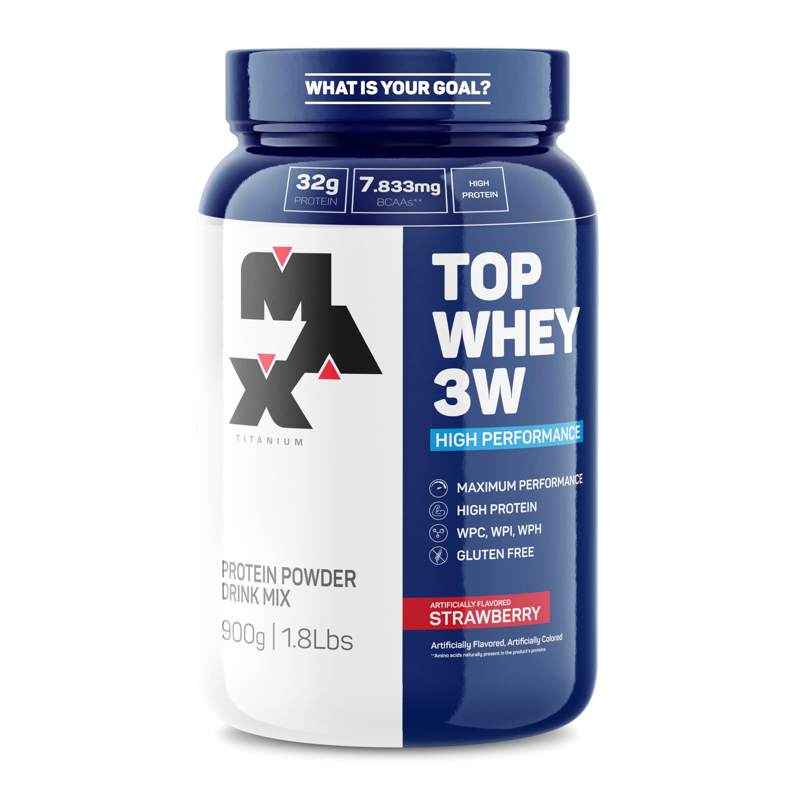 Max Titanium Whey Protein Powder Strawberry Flavor | Concentrate & Hydrolyzed Whey Isolate | 1.98lbs | Muscle Growth & Recovery | Keto Friendly & Low Carb | 23 Servings