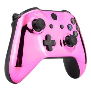 eXtremeRate Chrome Pink Edition Front Housing Shell for Xbox One Wireless Controller Model 1708, Replacement Custom Faceplate Cover for Xbox One S & Xbox One X Controller - Controller NOT Included