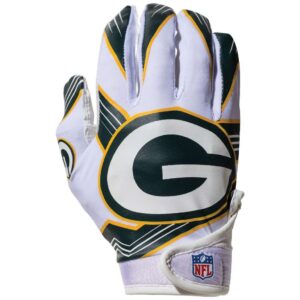 franklin sports green bay packers youth nfl football receiver gloves - receiver gloves for kids - nfl team logos and silicone palm - youth s/xs pair