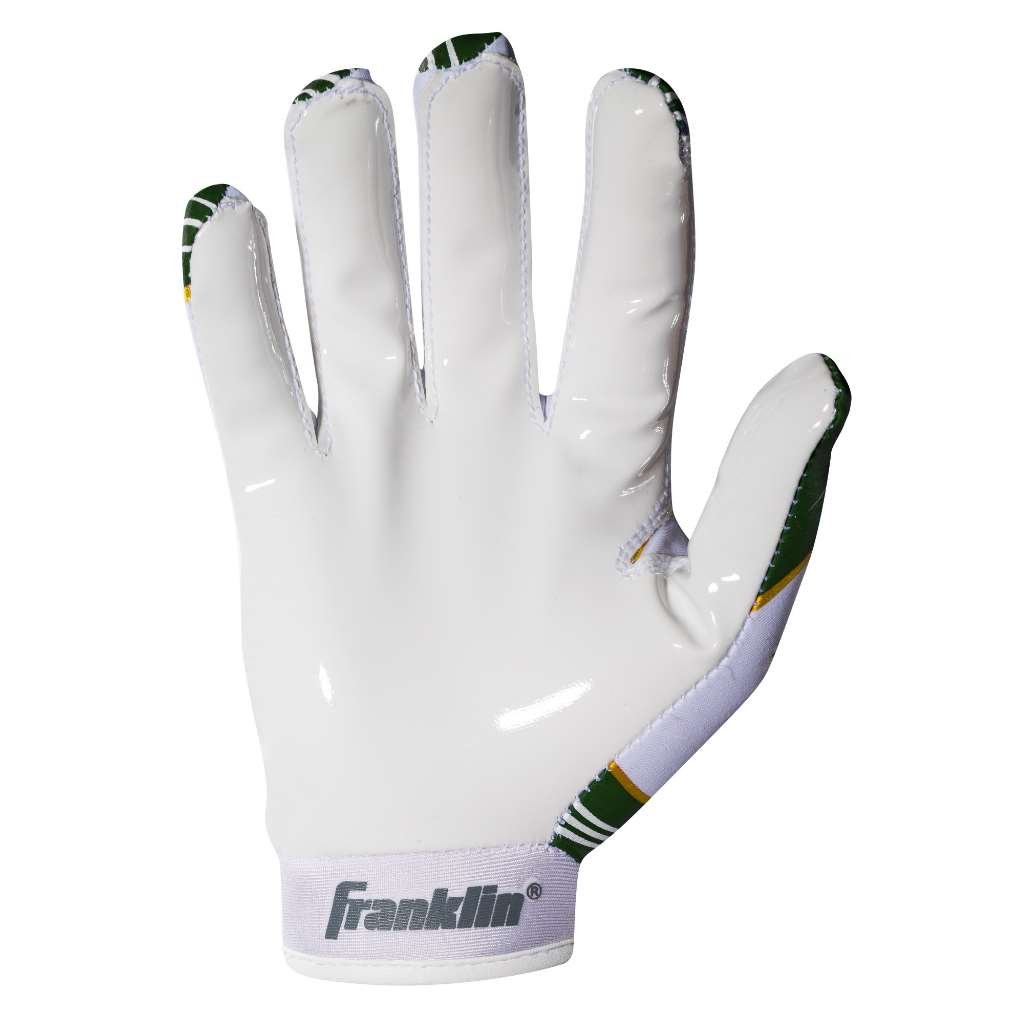 Franklin Sports Green Bay Packers Youth NFL Football Receiver Gloves - Receiver Gloves for Kids - NFL Team Logos and Silicone Palm - Youth S/XS Pair