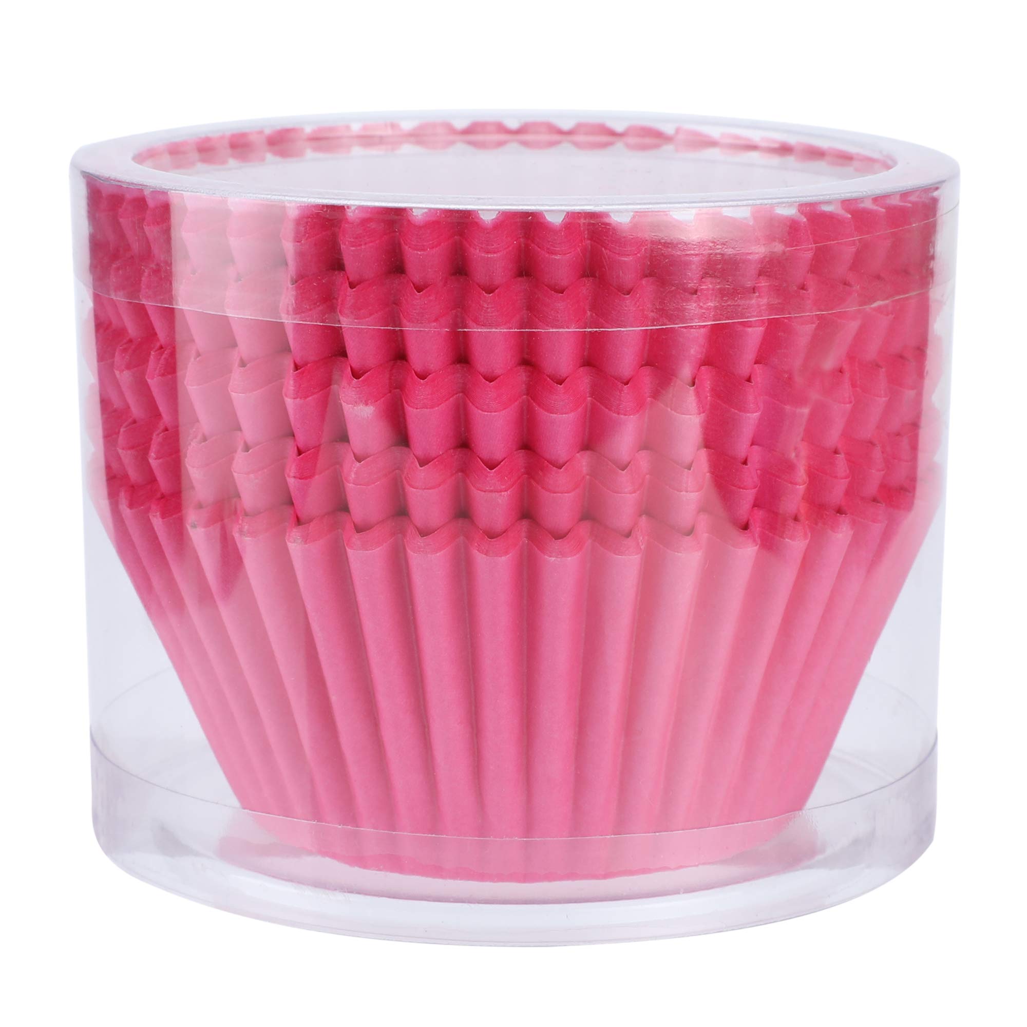 TRUSBER Baking Cups, 100 pieces Paper Cupcake Liners Wrappers Nonstick Muffin Molds Baking Cup Holders for Wedding, Birthday, Baby Shower or Holiday Party (Pink)