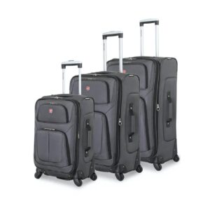 swissgear sion softside luggage with spinner wheels, dark grey, 3 piece set (21/25/29)