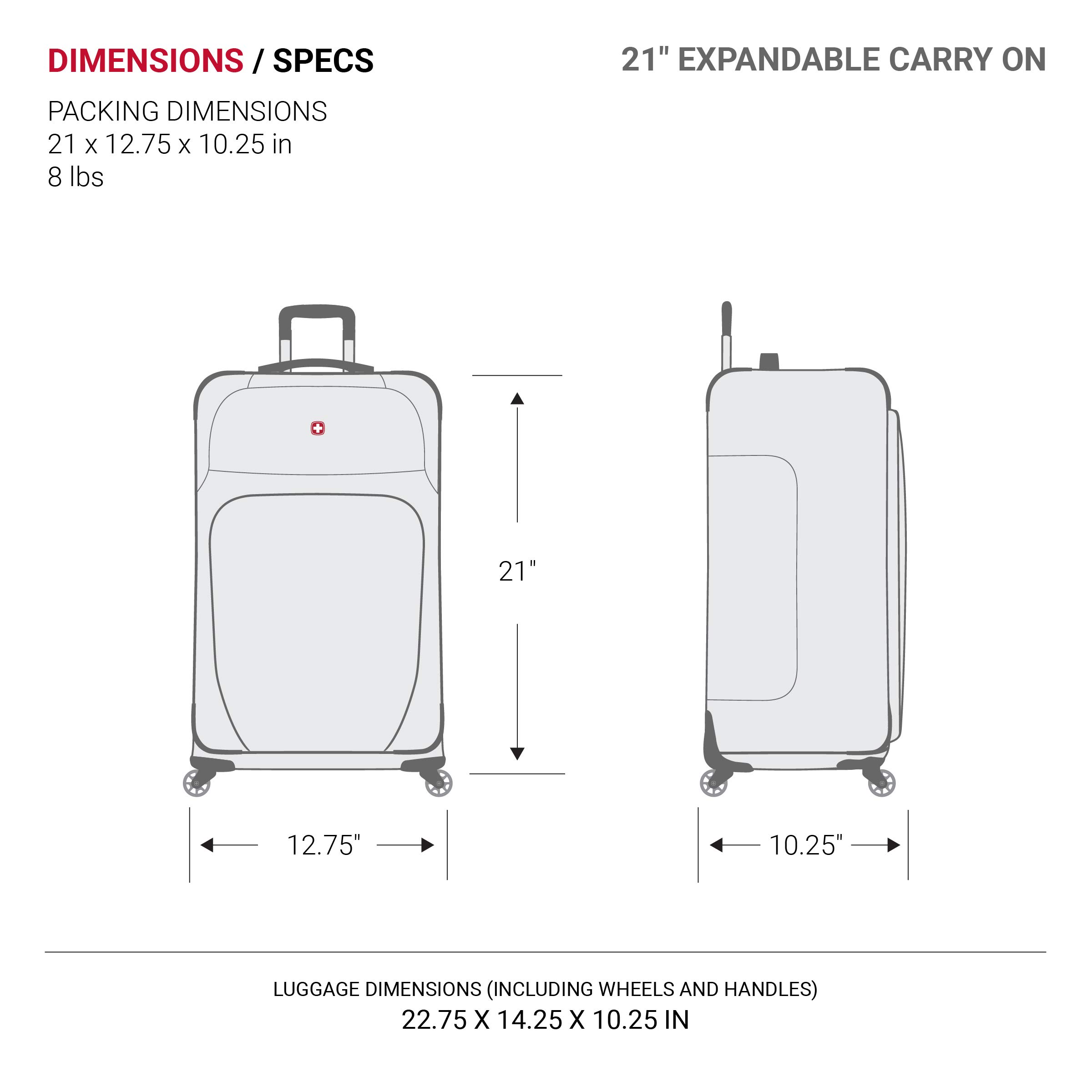 SwissGear Sion Softside Luggage with Spinner Wheels, Dark Grey, 3 Piece Set (21/25/29)