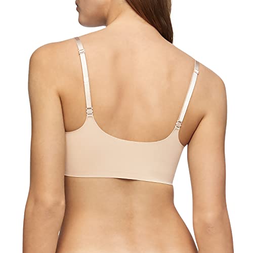 Calvin Klein Women's Invisibles Comfort Lightly Lined Seamless Wireless Triangle Bralette Bra, Bare, Large