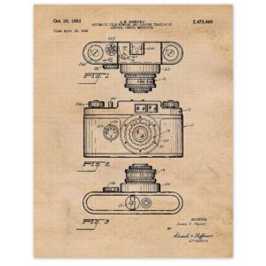 vintage roll manual camera patent prints, 1 (11x14) unframed photos, wall art decor gifts under 20 for home office garage man cave studio school teacher college student sports photography studio lab