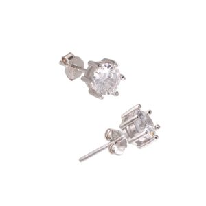 white gold plated sterling silver cubic zirconia carat diamond studs earrings, friction backs