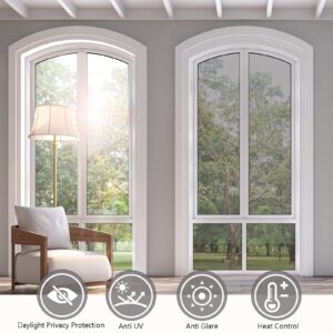 KESPEN Window Privacy Film One Way Daytime Privacy Static Cling Sun Blocking Anti UV Reflective Window Tint for Home and Office, Silver, 17.5 Inch X 6.5 Feet