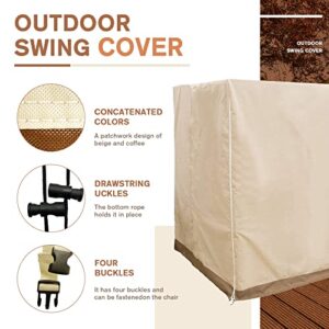 boyspringg Outdoor Swing Cover, Swing Cover 3 Seater Waterproof, 87x49x 67 Inch ,Porch Swing Cover for Outdoor Furniture,Durable Waterproof UV Resistant Weather Protector (Beige&Coffee)