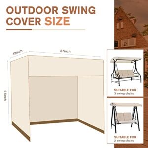 boyspringg Outdoor Swing Cover, Swing Cover 3 Seater Waterproof, 87x49x 67 Inch ,Porch Swing Cover for Outdoor Furniture,Durable Waterproof UV Resistant Weather Protector (Beige&Coffee)