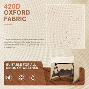 boyspringg Outdoor Swing Cover, Swing Cover 3 Seater Waterproof, 87x49x 67 Inch ,Porch Swing Cover for Outdoor Furniture,Durable Waterproof UV Resistant Weather Protector (Beige&Coffee)