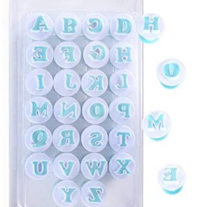 Nuoda Alphabet Letters, 26pcs Uppercase Letters Fondant Cake Biscuit Mold,Cake Decorating Tools, Cookie Stamp Impress,Embosser Cutter, DIY Sugar Craft Cookies Plunger-Plastic (Uppercase Letters)