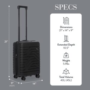 Bric's B|Y Ulisse 21-Inch Spinner - Luxury Carry-On Luggage With Spinner Wheels - Hard Shell Suitcases Made From Durable Polypropylene and Polycarbonate - Black