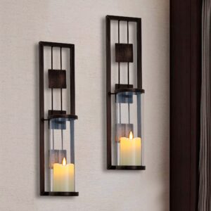 shelving solution wall sconce candle holder metal wall decorations for living room, bathroom, dining room, set of 2