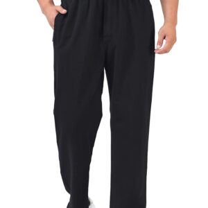 Zoulee Men's Casual Cotton Jogger Sweatpants Zipper Front Pants Thick Black M