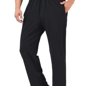 Zoulee Men's Casual Cotton Jogger Sweatpants Zipper Front Pants Thick Black M