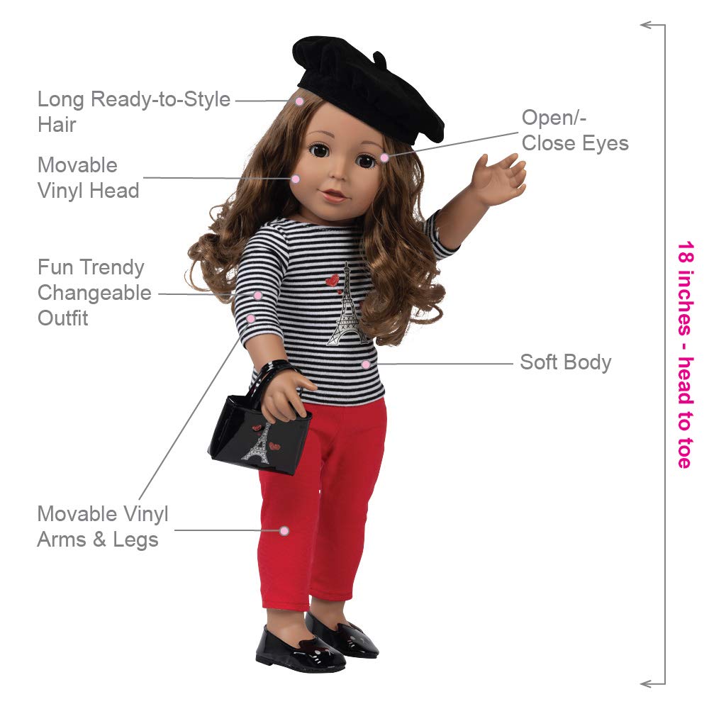 ADORA Amazon Exclusive Amazing Girls Collection, 18” Realistic Doll with Changeable Outfit and Movable Soft Body, Birthday Gift for Kids and Toddlers Ages 6+ - Jacqueline