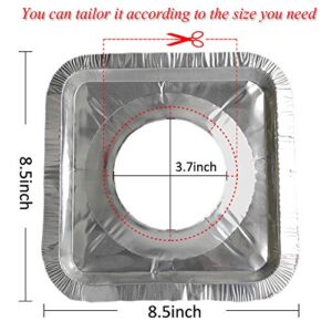 MOACOCK 50 Pack Aluminum Foil Square Stove Burner Covers Disposable Heavy Thick Quality Bib Liners Drip Pans Gas Range Top Protectors 8.5”