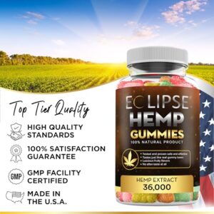 Eclipse Hemp Hemp Gummies - 36,000 MG (60 Count) - 600 MG Per Gummy Bear with Hemp Oil - Made in USA