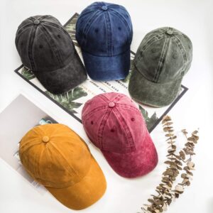 5 Pieces Unisex Cotton Vintage Baseball Cap Low Profile Unstructured Baseball Hat Washed Distressed Twill Adjustable Dad Hat (Multiple Color, Simple Style)