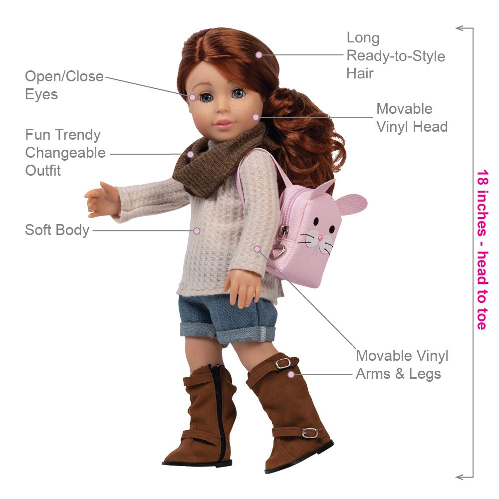 Adora Amazon Exclusive Sweet 18" Doll Collection Amazing Girls - Sweater Weather Sam in Fun Trendy Changeable Outfit, Birthday Gift For Ages 6+ - Sam