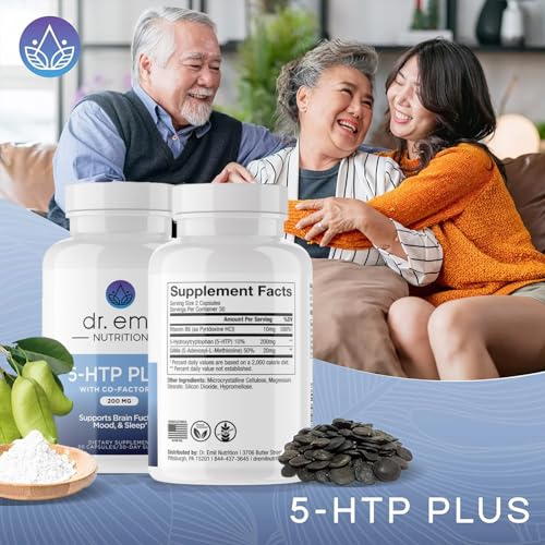 DR. EMIL NUTRITION 200 MG 5-HTP Plus with SAM-e to Maintain Normal Healthy Sleep and Create a Sense of Wellbeing - 5HTP Supplement with Vitamin B6-60 Vegan Capsules, 30 Servings