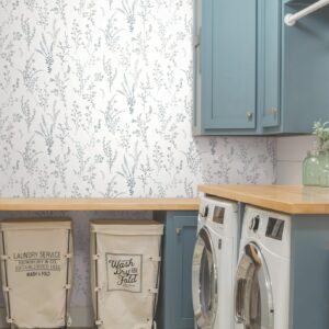 York Wallcoverings PSW1523RL Blue and Green Wildflower Sprigs Premium Peel and Stick Wallpaper