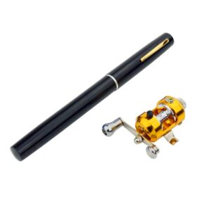 Portable Pocket Telescopic 38inch Mini Pen Shape Fishing Rod and Reel Combos, Pen Shape Folded Fishing Pole with Reel Wheel Gift, Suit for River, Lake, Reservoir, Ice Fishing and So On