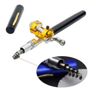 Portable Pocket Telescopic 38inch Mini Pen Shape Fishing Rod and Reel Combos, Pen Shape Folded Fishing Pole with Reel Wheel Gift, Suit for River, Lake, Reservoir, Ice Fishing and So On