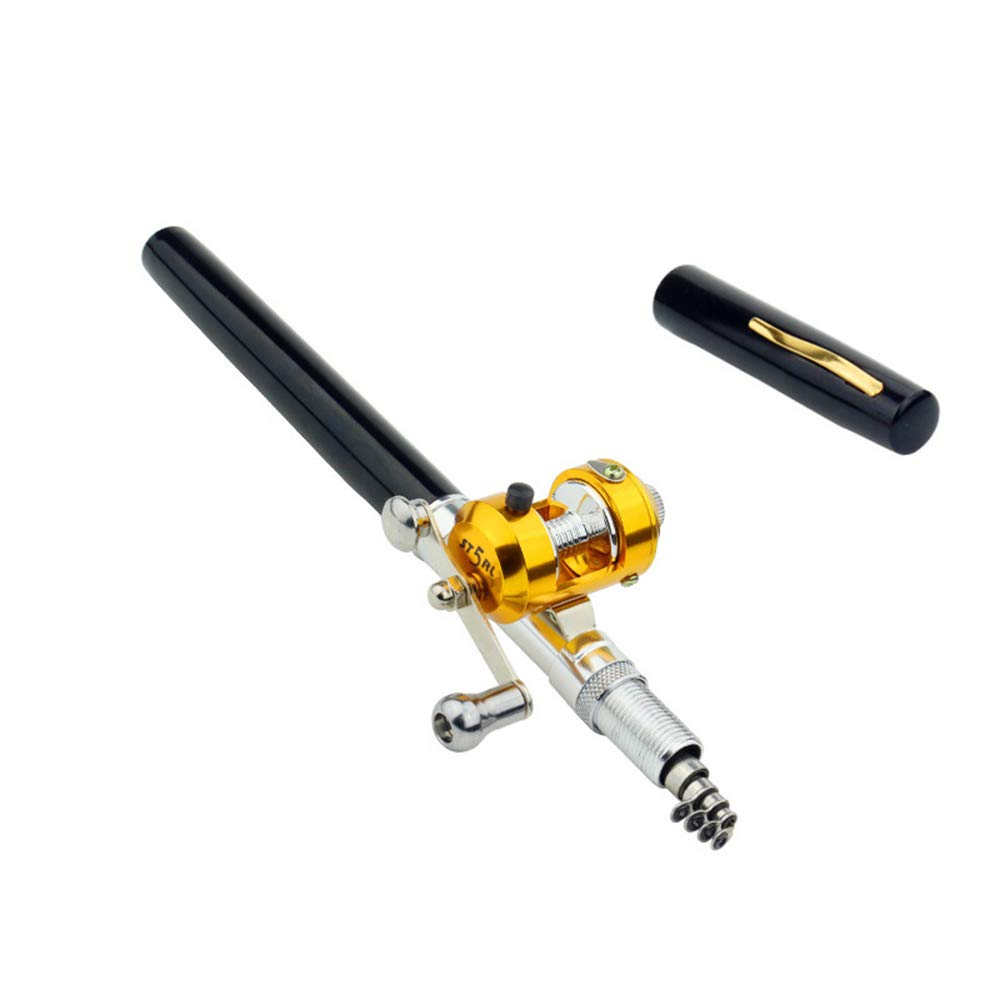 Portable Pocket Telescopic 38inch Mini Pen Shape Fishing Rod and Reel Combos, Pen Shape Folded Fishing Pole with Reel Wheel Gift, Suit for River, Lake, Reservoir, Ice Fishing and So On