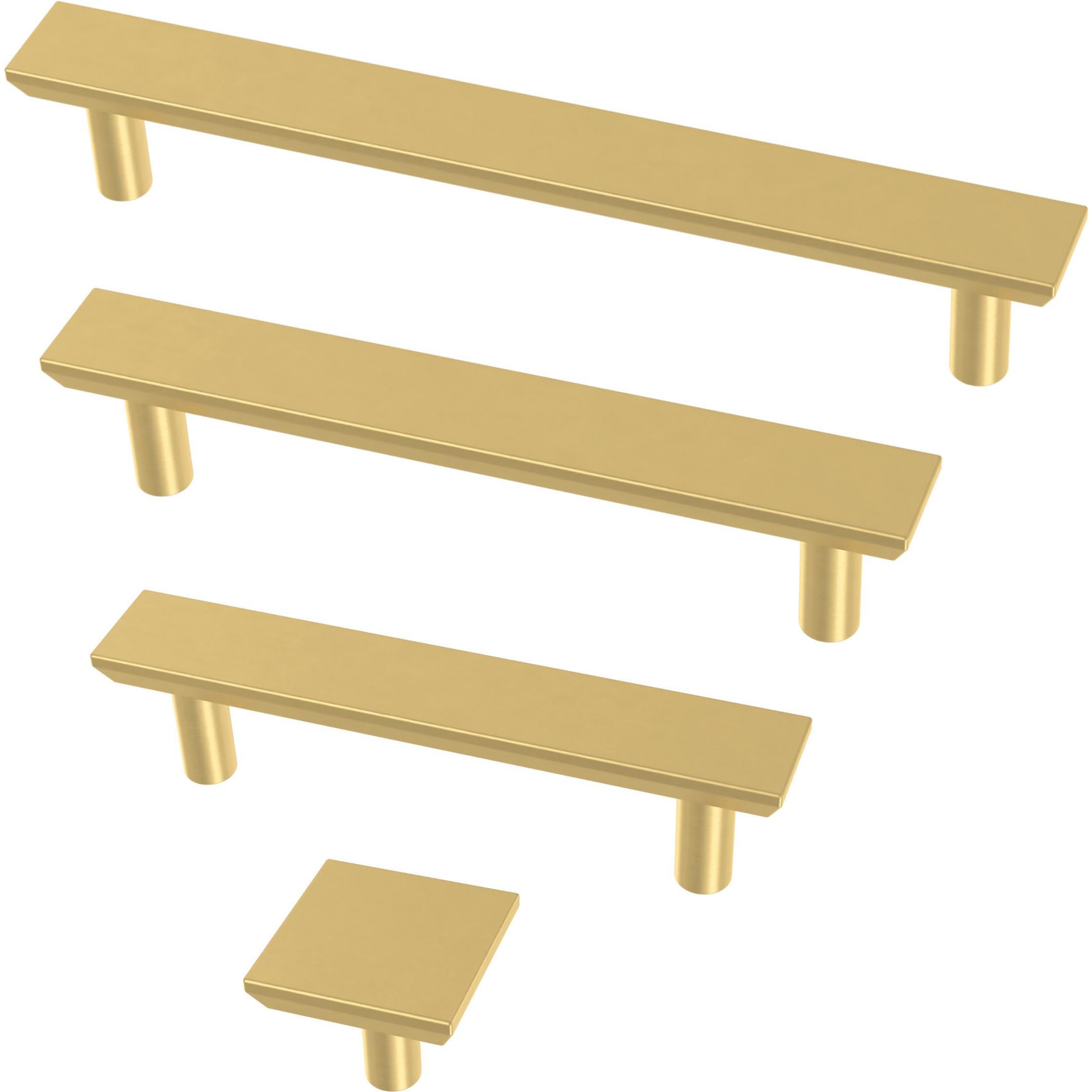 Franklin Brass Simple Chamfered Cabinet Pull, Brushed Brass, 3 in (76mm) Drawer Handle, 10 Pack, P40844K-117-C